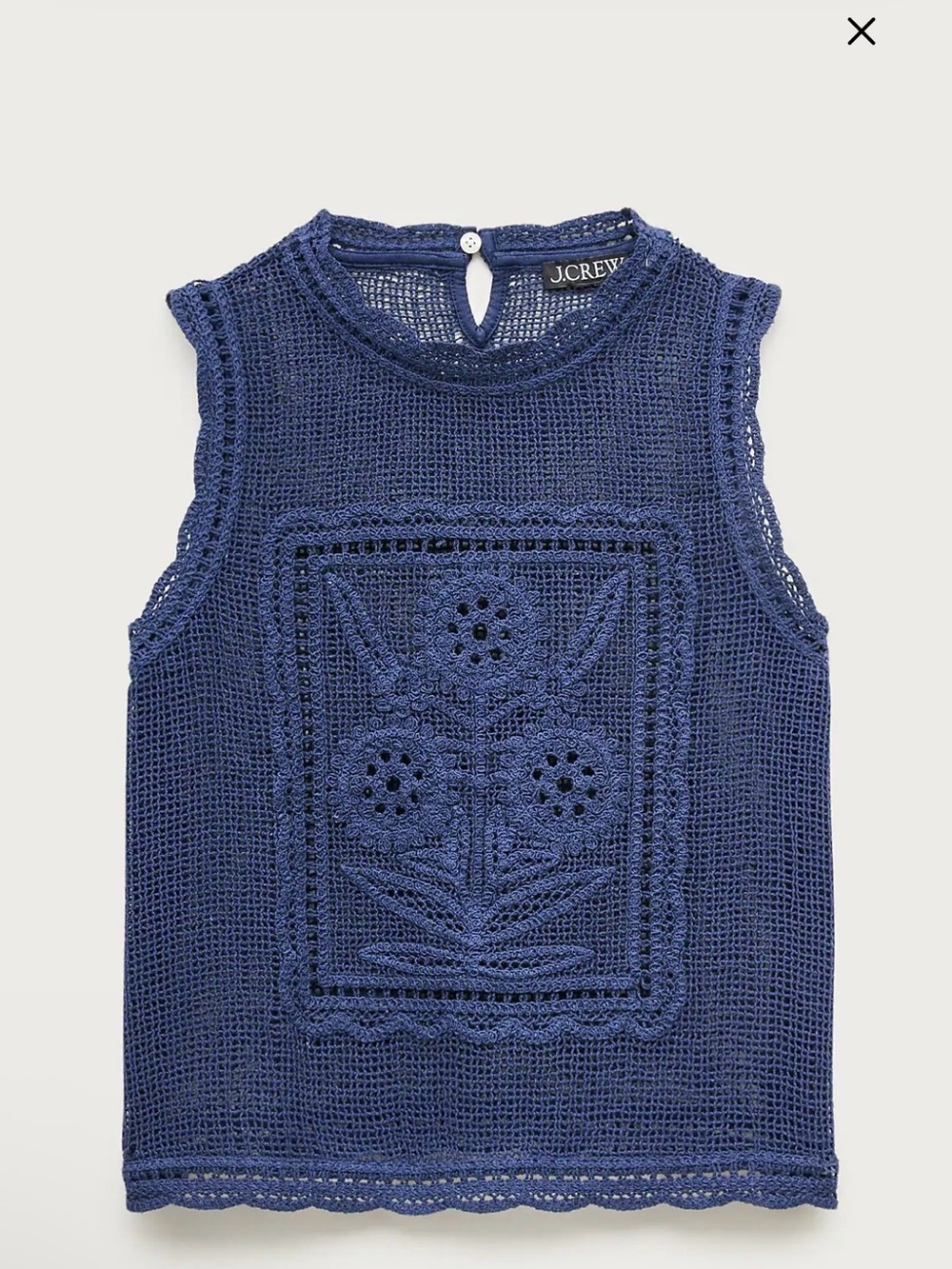 J. Crew Navy Crochet Floral Sleeveless Tank